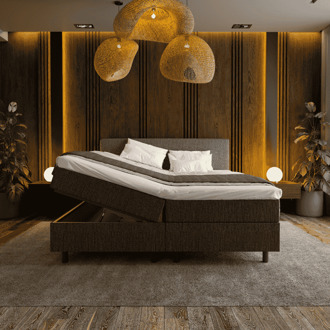 2-Persoons Boxspring Met Opbergruimte Hotel - Antraciet - Antraciet 180x200 Cm - Pocketvering - Inclusief Topper - Dekbed-Discounter.nl - 180 x 200 cm