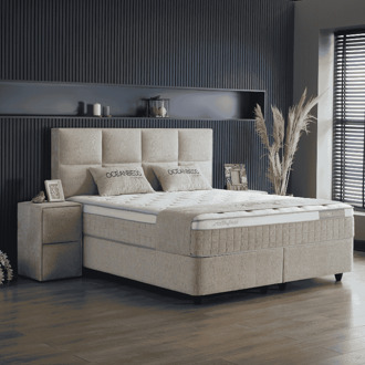 2-Persoons Boxspring Met Opbergruimte - Oceanbedd - Beige 140x200 Cm - - Inclusief Topper - Dekbed-Discounter.nl - 140 x 200 cm
