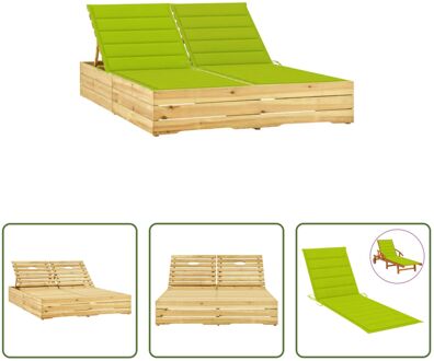 2-persoons Tuinbed - Grenenhout - Houten Loungebed - 198 x 135 x (30-75) cm - Verstelbare Rugleuning Groen