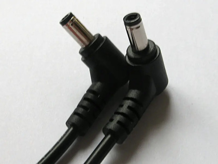 2 piece 22AWG Double male L-shaped DC 5.5x2.1mm 90 Right Angle Male to Male cable power plug adapter connector cord 29cm