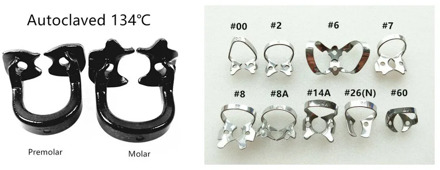 2 Piece Dental Rubber Dam Clamps Endodontic Endo Rubber Sheets Clip Porcelain Teeth Frames Punches Kerr Style