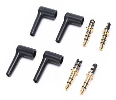 2 Pieces 3.5mm stereo headset plug jack 3 4 pole 3.5 Gold Plated 90 Degrees Black Audio Plugs Jack Adaptor Connector