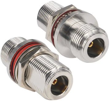 2 Pieces N Female to N Female Bulkhead Connector RF Coaxial Adapter Bulkhead Silver Panel Mount Adapter