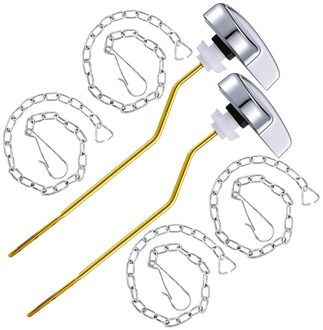 2 Pieces Toilet Flush Lever Toiletspoeling Handvat Vervanging Met 4 Stuks Rvs Baffle Kettingen (Side Mount)