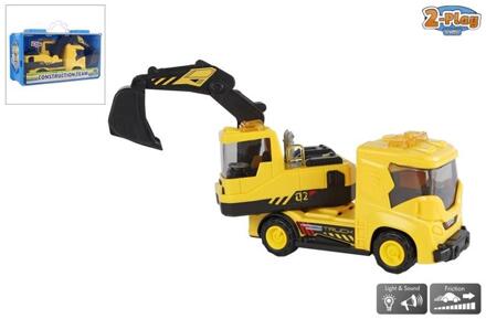 2-Play truck graafmachine frictie 22,5cm geel