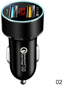 2 Poorten Mini Autolader Dual Usb Quick Charger Adapter Usb QC3.0 2.4A Metalen Lader Voor Samsung Huawei Android Telefoon lader zwart