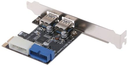 2 Poorten Pci Express Usb 3.0 Voorpaneel Met Controle Card Adapter 4-Pin & 20 Pin
