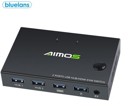 2 Poorten Usb Hub/Hdmi Kvm Switcher 2 In 1 Out Hdmi Kvm Switch Box Video Display 4K usb Hub Splitter Voor Computer