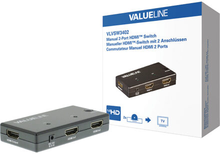 2-poorts HDMI-schakelaar zwart 3D Full HD