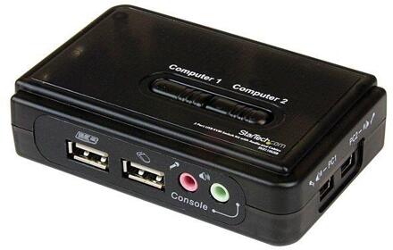 2-poorts USB KVM switch met audio + kabels