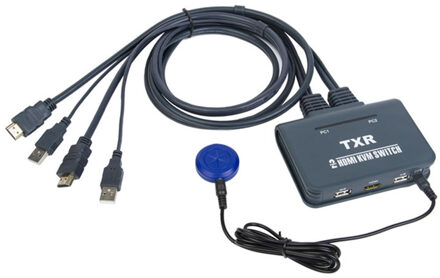 2 Port HDMI Toetsenbord Muis Met Kabels Knop Accessoires Splitter Box Plug En Play USB Desktop Controller Computer KVM Switch