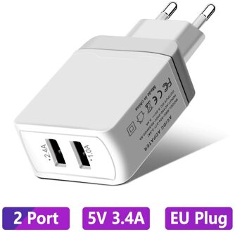 2 Port Usb Charger Quick Charge 3.0 Usb Adapter 28W QC3.0 QC2.0 Draagbare Reizen Dual Usb Fast Charger Voor telefoon Tablet 5V3.4A wit lader