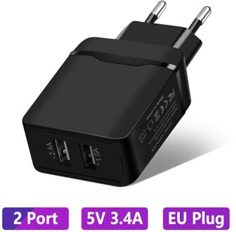 2 Port Usb Charger Quick Charge 3.0 Usb Adapter 28W QC3.0 QC2.0 Draagbare Reizen Dual Usb Fast Charger Voor telefoon Tablet 5V3.4A zwart lader