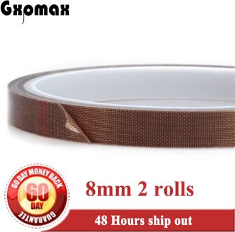 2 Roll 8Mm * 10 Meter * 0.13Mm Ptfe Hoge Temperatuur Weerstaan Isolatie Plakband Machine Sealer