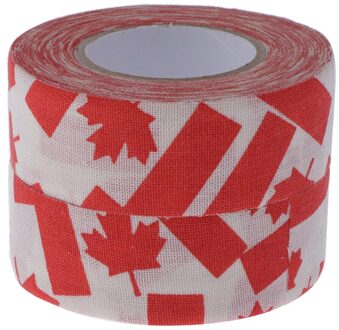 2 Rolls 2.5Cm X 1000Cm Ijshockey Stok Lijm Grip Handvat Tape Antihechtende Stroefheid Grip Badminton Golf tennis Tape rood Maple Leaf