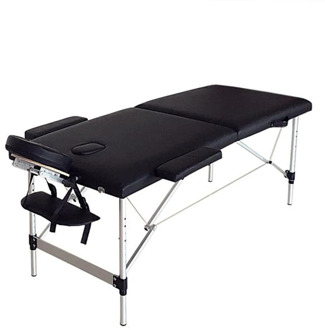 2 Sections Folding Portable SPA Bodybuilding Massage Table Black