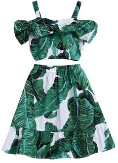 2 Sest Top + Shirt Voor Meisjes Blad Patroon Vestidos Voor Baby Mouwloze Meisjes Party Shirt Kids Meisjes Zomer Kleding 4