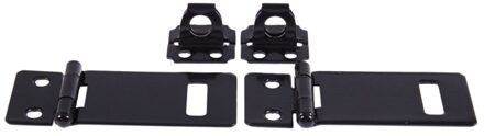 2 Set Deur Veiligheidsslot Black Metal Hangslot Hasp Nietje Set 50Mm Lange