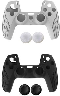 2 Set Gamepad Beschermhoes Siliconen Cover Grip Case Beschermende Voor PS5 Joystick Game Controller Case, Wit & Zwart