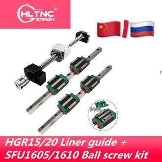 2 set HGR20 HGR15 Linear Guide Rail & 4 HGH20CA HGW20CC slides +SFU1605/1610 Ball screw & BF12/BK12 +Stepper Coupling for CNC