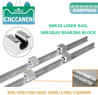 2 set SBR20 200 300 400 500 600 800 1000 1200 1500mm Fully Supported Linear Rail with SBR20UU Block Bearing for CNC Linear Rail