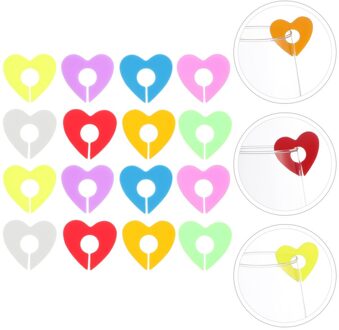 2 Sets 16 Pcs Hart Vorm Siliconen Cup Identifiers Duurzaam Glas Decoraties