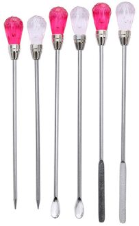 2 Sets Siliconen Hars Mold Tool Set Roeren Naald Lepel Sieraden Maken Kit, Roze + Rose Red