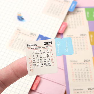 2 Sheets 2021 Year Monthly Calendar Index Page Stickers Bookmark Notebook Agenda Notes Planner Post Label