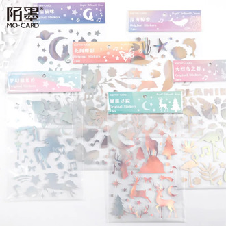 2 Sheets Chritmas Elk Flamingo Unicorn Transparent Sticker Decoration Stickers Diy For Craft Diary Scrapbooking Planner Label