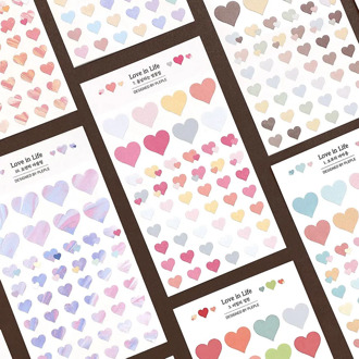 2 Sheets /Pack Colorful Love Hearts Paper Sealing Paste Stickers DIY Book Album Envelope Decorative Stickers