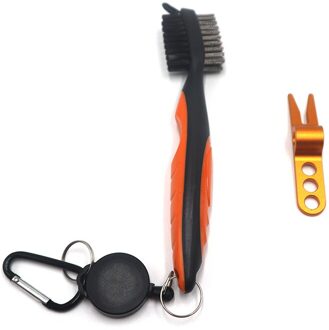 2-Side Golf Club Borstel + Aluminium Golf Graszode Reparatie Tool Golf Accessoires Combo Oranje
