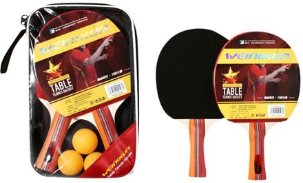 2 Speler Professionele Tafeltennis Racket 2 Stuks Paddle Bat 3 Ballen Set Indoor Ping Pong Paddle Racket Sets met Zakken L818