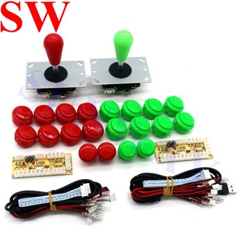 2 spelers Arcade Joystick DIY Kit met Nul Vertraging USB Encoder Om PC Arcade Sanwa Joystick + Sanwa Push Knoppen voor Arcade Mame Geel