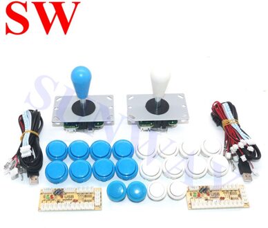 2 spelers Arcade Joystick DIY Kit met Nul Vertraging USB Encoder Om PC Arcade Sanwa Joystick + Sanwa Push Knoppen voor Arcade Mame Grijs