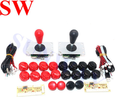 2 spelers Arcade Joystick DIY Kit met Nul Vertraging USB Encoder Om PC Arcade Sanwa Joystick + Sanwa Push Knoppen voor Arcade Mame zwart