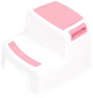2 Stappen Dubbele Kruk Plastic 280 Lbs Voor Kids Anti-Slip Kind Ladder Kinderen Antislip Voeten verhogen Badkamer Wc Kruk roze