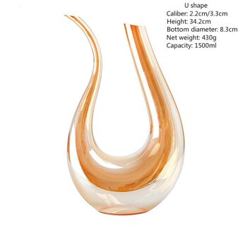 2 Stijlen 1500-2000Ml Wijn Decanter U-Vormige Dikbuikige-Vorm Creatieve Plating Goud Separator kristal Glas Wijn Schenker Bar
