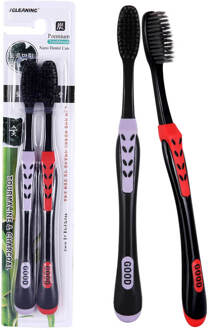 2 Stk/pak Nano Houtskool Tandenborstel Zachte Tandenborstel Volwassen Siliconen Nano Borstel Nano-Antibacteriële Tandenborstel Zachte Diepe Schoon