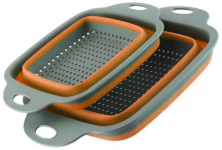 2 Stk/set Keuken Inklapbare Opvouwbare Vergiet Wassen Fruit Veg Zeef Mand Oranje