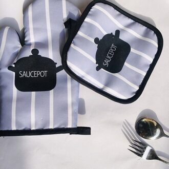 2 Stk/set Magnetron Bakken Bbq Handschoen Katoen Leuke Ovenwanten Hittebestendige Linnen Potholders Antislip Keuken Koken Gereedschap mitten