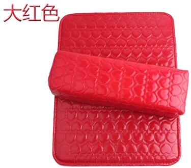 2 Stk/set Pu Leer Liefde Hand Kussen, Rechthoekige Hand Kussen Met Kussen, Nail Perzik Hart Hand Kussen, 5 Kleuren Om Uit Te Kiezen rood
