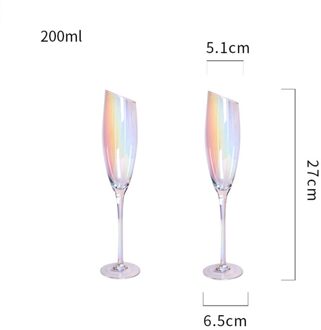 2 Stk/set Schuine Cut Glas Rainbow Wijnglas Champagne Glas Water Glas Moderne Beker Cocktail Glas Transparant Kristal Glas