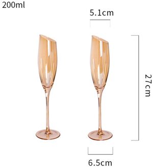 2 Stk/set Schuine Cut Glas Tall Wijn Glas Kristal Champagne Glas Cocktail Glas Party Kleurrijke Water Glas Keuken Bar Gereedschap
