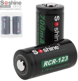 2 Stk/set Soshine 3.7V 16340 700 Mah Lithium Oplaadbare Batterij RCR123 Li-Ion Batterij + Batterij Case Opbergdoos