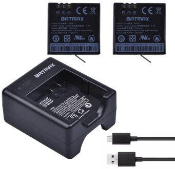 2 Stks 1400 mAh Xiaomi Yi 4 K II Vervanging Batterijen AZ16-1 Batterijen + USB Dual Charger voor XiaoYi 4 K 2 Action Sport Camera