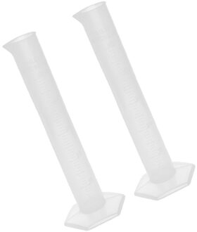 2 stks 50 ml Transparant Plastic Afgestudeerd Cilinder Lab Maatbeker