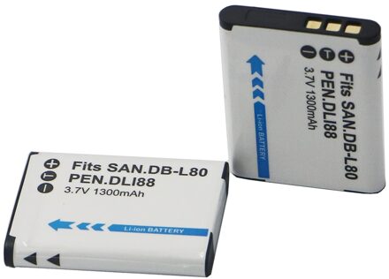 2 Stks D-LI88 D LI88 DB-L80 ion Digitale Camera Batterij DB L80 Voor Sanyo VPC-CG10 VPC-CG20 Voor PENTAX VPC-CG88 CG100