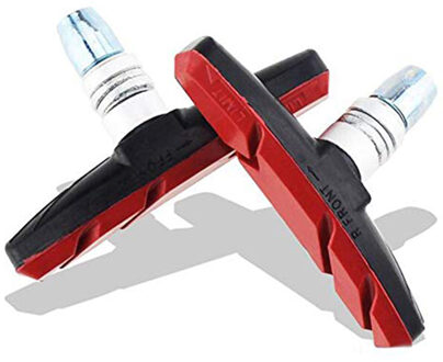 2 stks Duurzaam Mountain Road Fiets remblokken MTB Geen Slip Remmen V Brake Holder Schoenen Rubber Blokken 1paar- rood