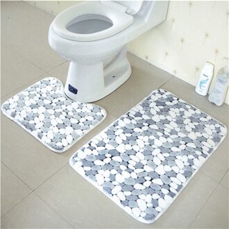 2 stks Katoen Pebble shape Absorberende Zachte Bad Voetstuk Mat Wc Antislip Vloer Tapijten Sets Wasbare Home Decor
