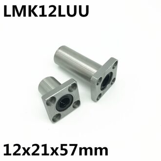 2 stks LMK12LUU voor 12mm as lineaire lager vierkante flens kogellager bush 12x21x57mm LMK12